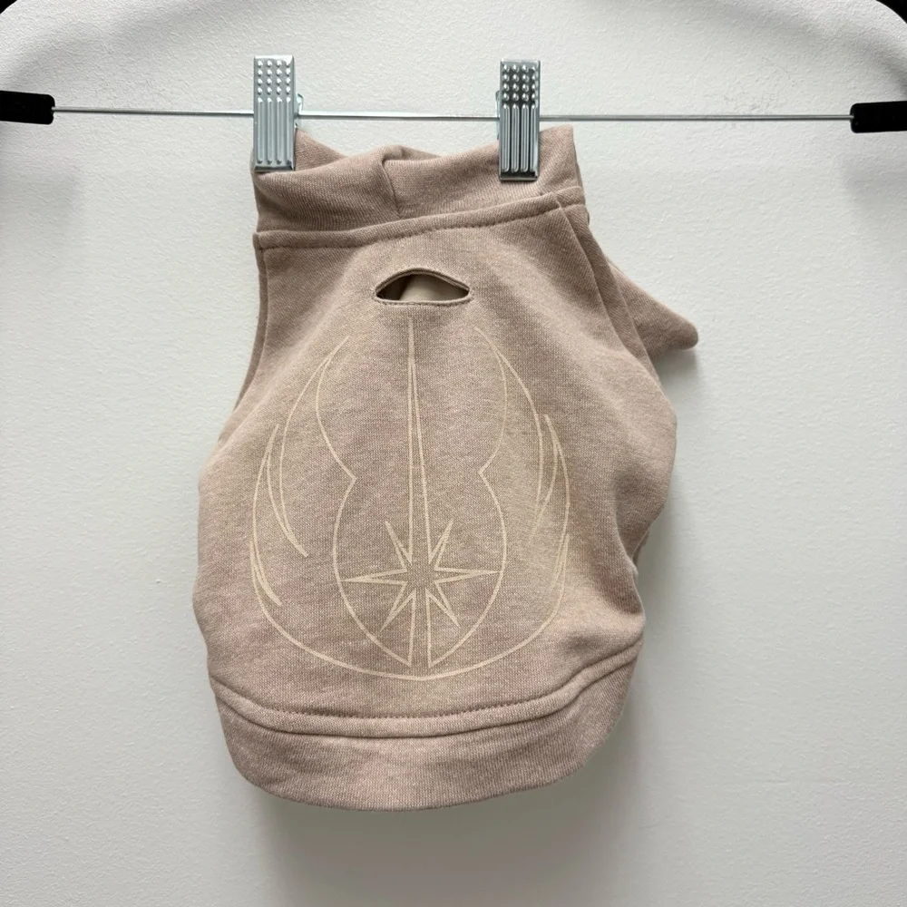 Disney Star Wars Pet Jedi Hooded Robe Sweater, Padawan Pet Academy, Tan | XS
